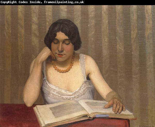 Felix  Vallotton Woman wiht Yellow Necklace Reading